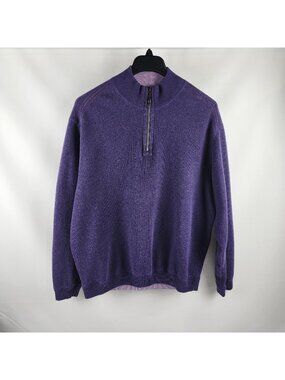 Tommy Bahama Sweatshirt Sweater Mens XL Flipsider 1/4 Zip Reversible Purple